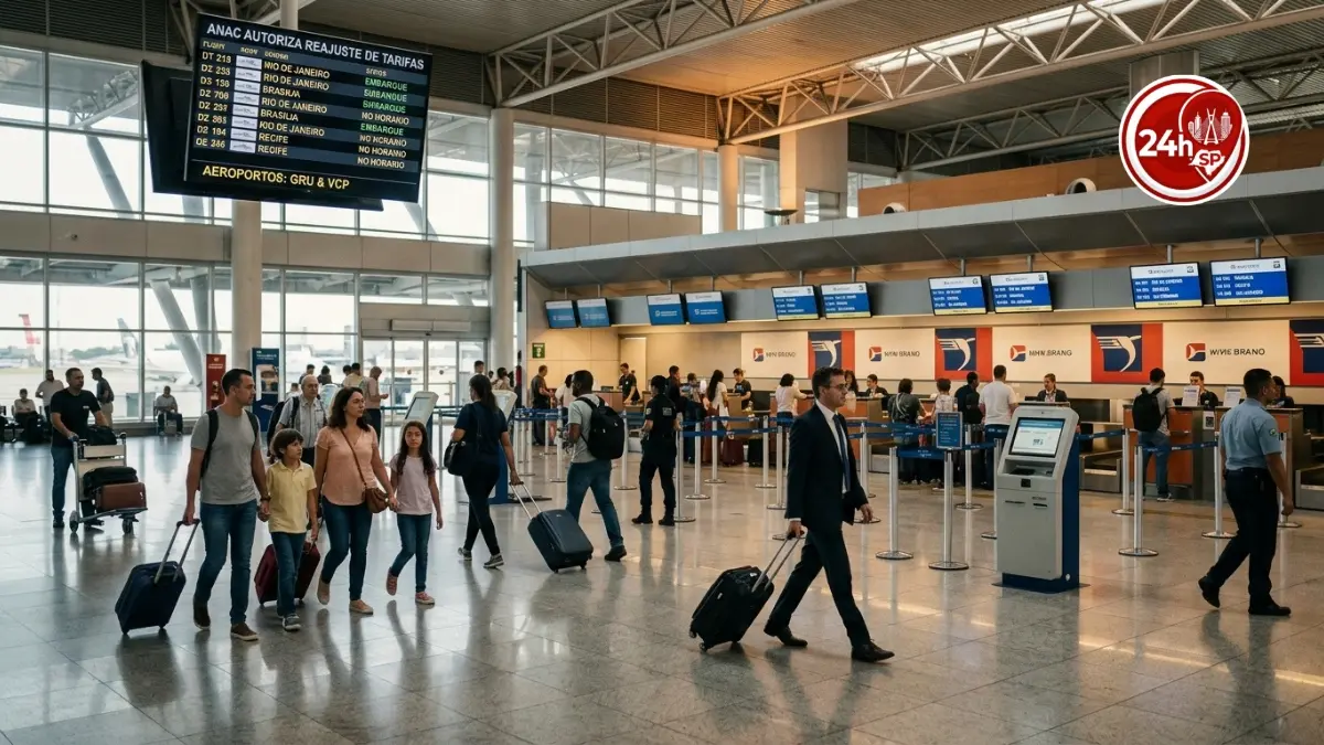 Cenário no aeroporto de Guarulhos SP evidenciando a operação da Polícia Federal